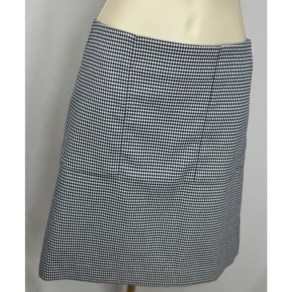 LOFT Outlet Blue & White Houndstooth A-Line Skirt - Size 14 - Picture 2 of 9